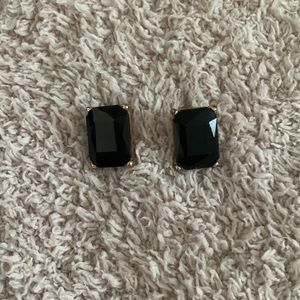Black rectangle stud earrings